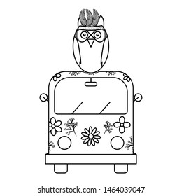 owl bird with feathers hat and van bohemian style