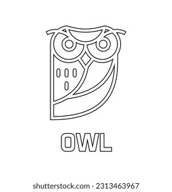 Owl Bird Flat Logo Design with line