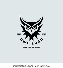 Owl Bird Flat Logo Design Template	