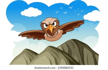 Owl Bird Flying Cartoon Character illustration