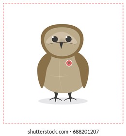Owl bird, funny little owl, vector