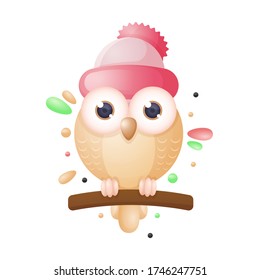 El pájaro búho en ese lindo personaje de dibujos animados.