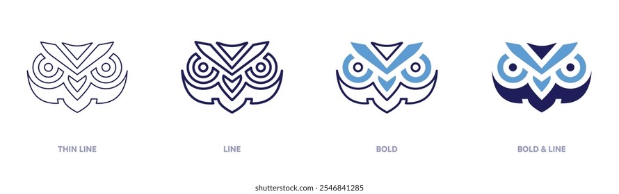 Owl bird icon in 4 different styles. Thin Line, Line, Bold, and Bold Line. Duotone style. Editable stroke.