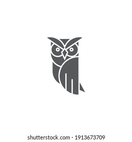 Owl bird icon, color, line, outline vector sign, linear style pictogram isolated on white. Symbol, logo illustration