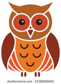 Icono del pájaro del búho, Ilustración vectorial del búho, fondo blanco, diseño del arte del contorno del búho, pájaro del búho aislado,