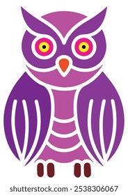 Icono del pájaro del búho, Ilustración vectorial del búho, fondo blanco, diseño del arte del contorno del búho, pájaro del búho aislado,