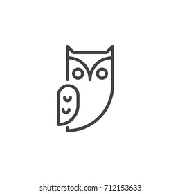 Owl bird line icon, outline vector sign, linear style pictogram isolated on white. Halloween holiday Symbol, logo illustration. Editable stroke