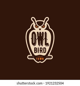 Owl bird logo design template with space for text for a dark background. Vector illustration.