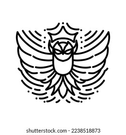 Owl Bird Logo Design Vector Monoline ilustración símbolo de logotipo