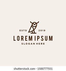 owl bird logo hipster vintage retro vector line outline monoline art icon