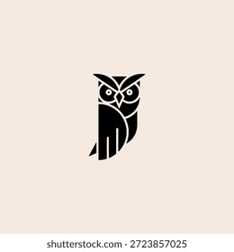 Diseño plano del Vector del icono del logotipo del pájaro del búho.