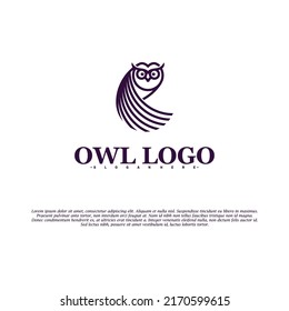 Owl bird logo line vector illustration. modern logo design flat