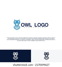 Owl bird logo line vector illustration. modern logo design flat
