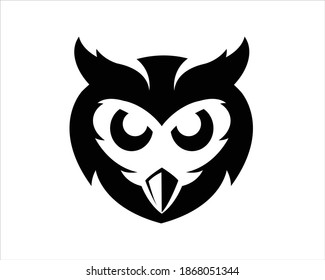 Owl bird logo template, owl head vector