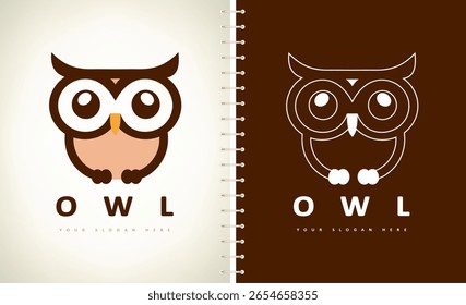 Vector del logotipo del pájaro del búho. Diseño animal