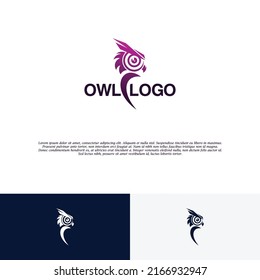 Owl bird logo vector illustration. modern logo design flat