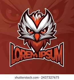 Owl bird mascot logo, Owl night bird esport logo design illustration, cute angry owl bird logo icon.