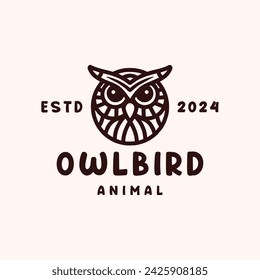 Owl Bird Monoline Logo Animal Vector, Fly Bird Icon Symbol, Animal Wildlife Creative Vintage graphic Design.