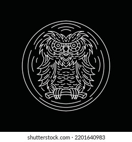 owl bird monoline logo Design vector graphic