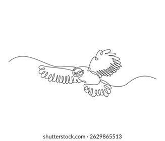 Owl bird outline drawing illustration. one continuous line drawing of eagle owl.