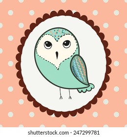 Owl bird portrait. Hand drawn vector illustration