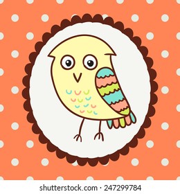 Owl bird portrait. Hand drawn vector illustration