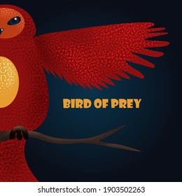 owl. bird of prey. spread wings. vector illustration