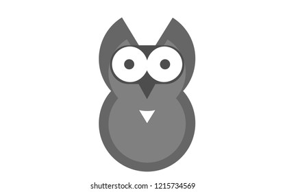 Owl bird simple drawing isolated on white background.