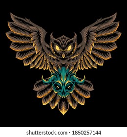 Owl bird skull vector illustration