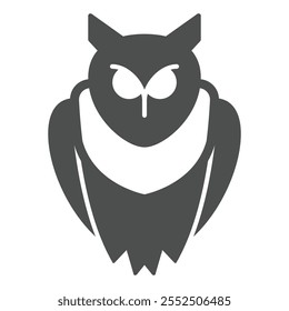 Owl bird solid icon, wildlife concept. Vector graphics. Night owl sign on white background, glyph style icon for mobile or web design