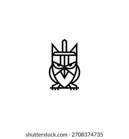 Diseño de logotipo de pájaro y espada de búho.