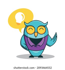 Caricatura de caricatura de Owl Bird Teacher Smart Idea Education School