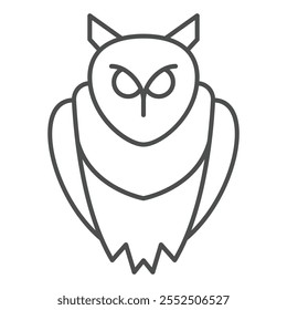 Owl bird thin line icon, wildlife concept. Vector graphics. Night owl sign on white background, outline style icon for mobile or web design