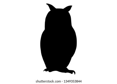 Owl bird, vector black color silhouette illustration for icon, logo, poster, banner. Abstract Wild animal, isolated without background. For zoo, hunt shop, ildlife magazine, exhibition