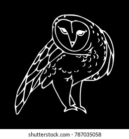 Owl bird vector illustration. Doodle style. Design, print, decor, textile, paper