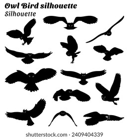 Owl bird vector illustration silhouette set