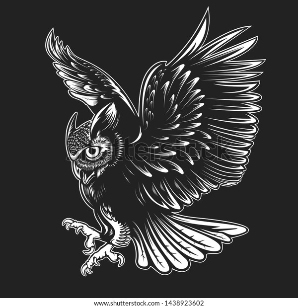 Owl Bird Vector Illustration Tattoo Totem Royalty Free Stock Image