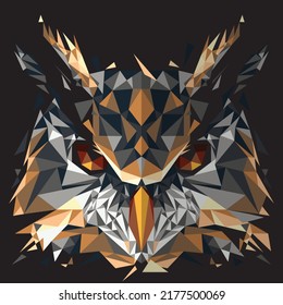 Owl bird vector, lowpoly, art, concept, for clothing, wallpaper, icon, logo, poster or any other purpose. This is a vector of an owl. It combined from a triangual shape.