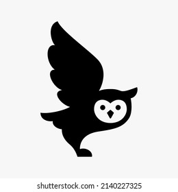 Diseño de símbolo de silueta vectorial de ave búho