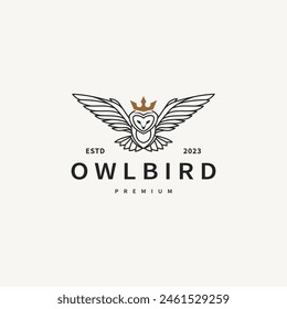 Owl bird vintage logo design illustration 2 