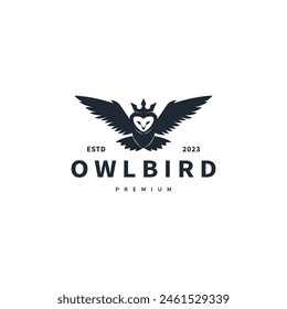 Owl bird vintage logo design illustration 