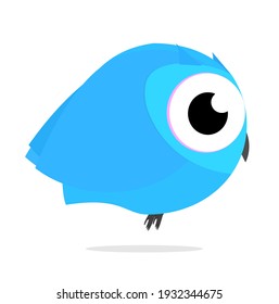 Owl Birds kawaii cute Blue  Side view  Animal Cartoon illustration Vector
