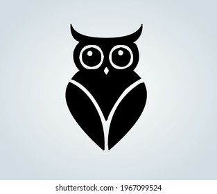 owl in black color icon and illustration for abstract owl designs