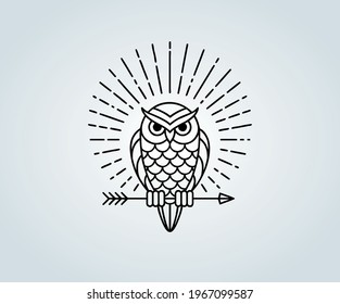 owl in black color icon and illustration for abstract owl designs