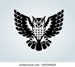 owl in black color icon and illustration for abstract owl designs