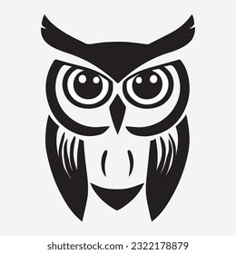 owl in black color icon and illustration for abstract owl designs