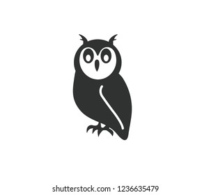 Owl black icon vector 