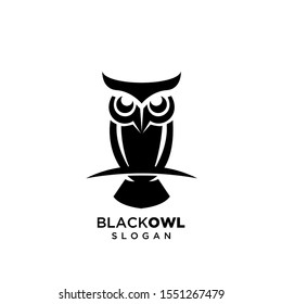 owl black logo silhouette icon design vector