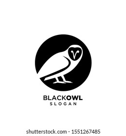 owl black logo silhouette icon design vector