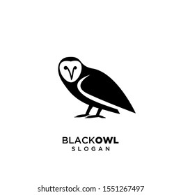 owl black logo silhouette icon design vector